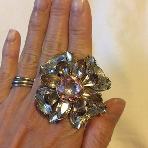 Club Monaco Crystal Flower Cocktail Ring